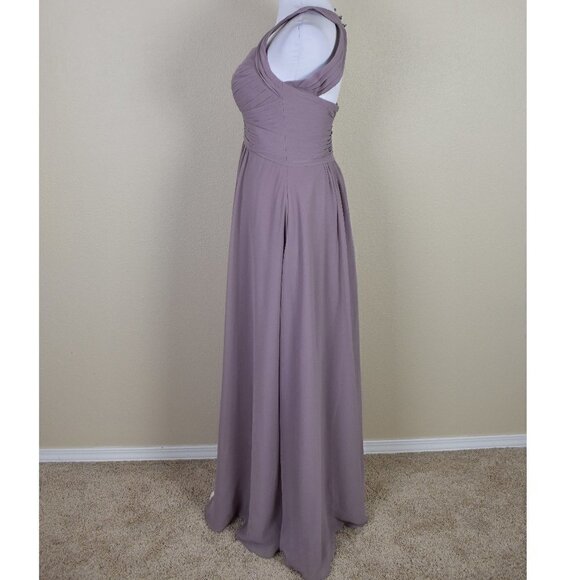 Azazie Claudia DUSK Pleated Chiffon Long Dress 2 - Picture 4 of 8